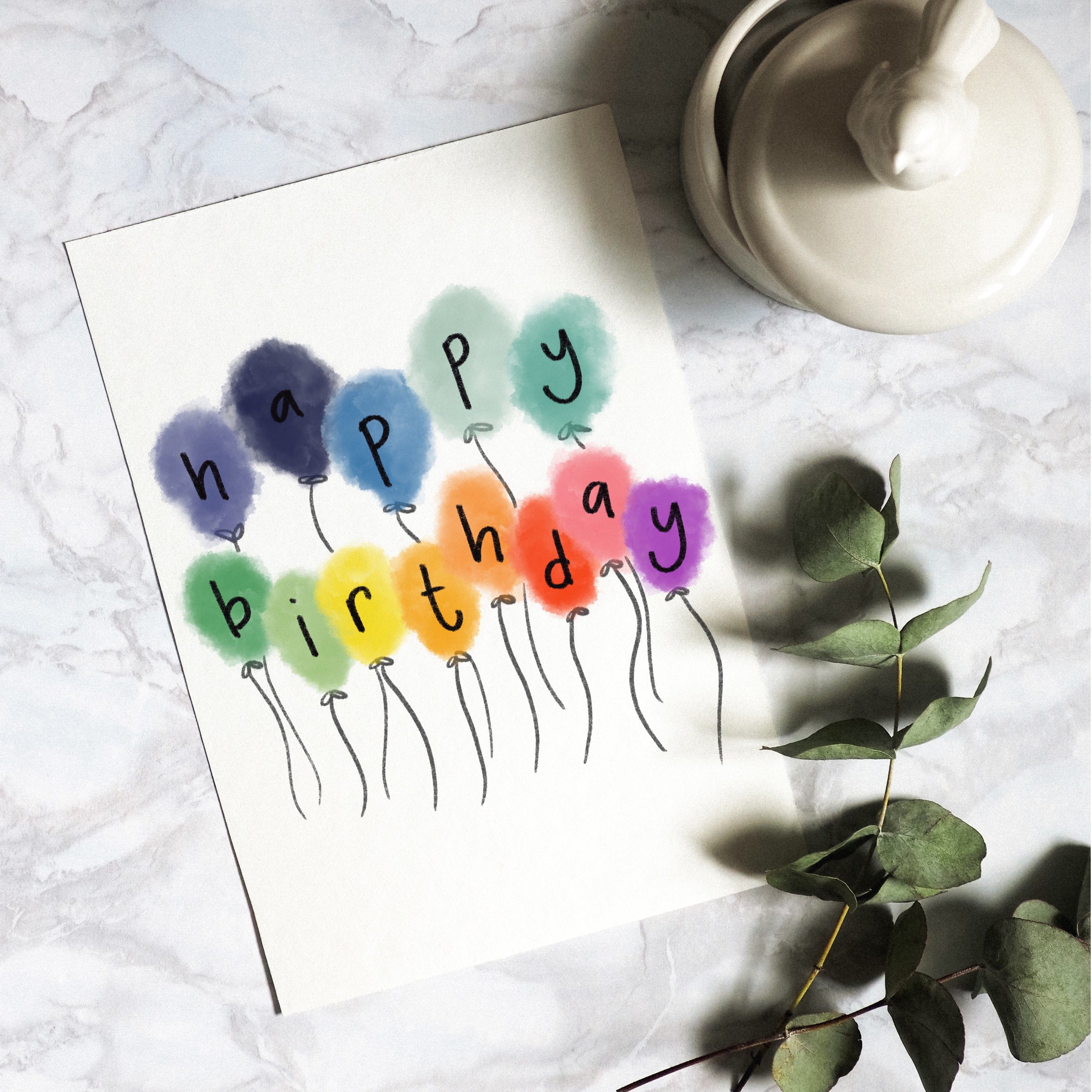 Happy birthday multicoloured balloons – And Hope Designs